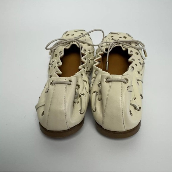 Chloe Oracia Grommet White/Ivory Leather Ballerina Flats Size 36.5 (MSRP $795) - Picture 6 of 9
